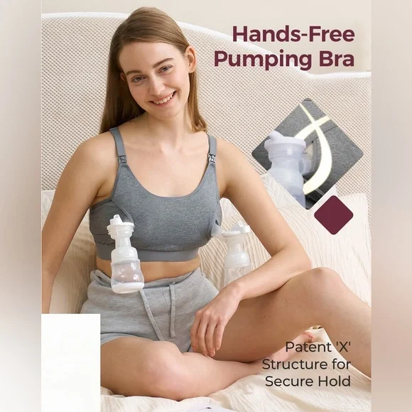 NWT Momcozy The Original: Hands Free Pumping Bra Cotton Stretch Breastfeeding - Picture 4 of 16